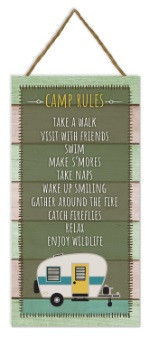 Camp Rules Rustic Wooden Plank Sign 5x10