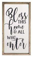 Bless This Home And All Who Enter Framed Rustic Wood Farmhouse Wall Sign