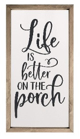 Life Is Better On The Porch Framed Rustic Wood Farmhouse Wall Sign