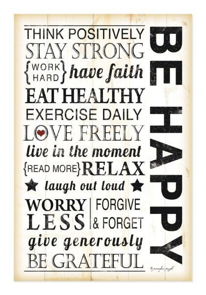 Be Happy Rustic Wood Wall Sign