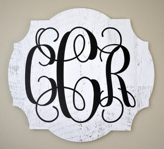 Personalized Printed Wood Vine Monogram Sign 18x20