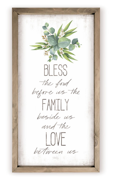 Bless the Food Before Us And Family Beside Us Succulent Wood Farmhouse Wall Sign
