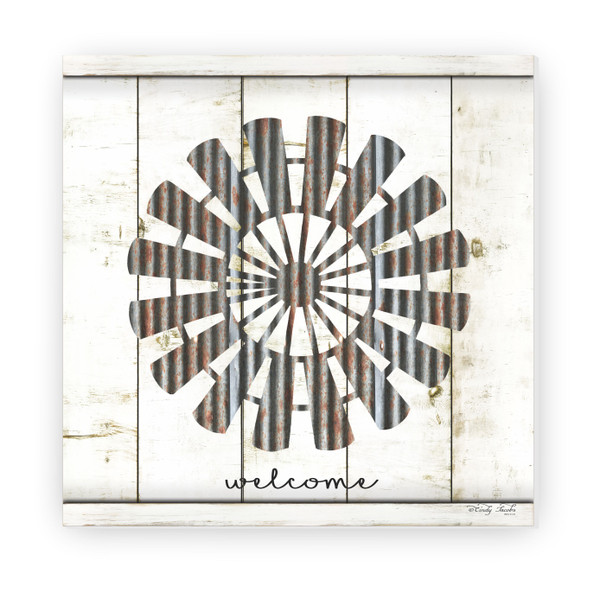 Welcome Rusty Windmill Rustic Wood Farmhouse Wall Sign