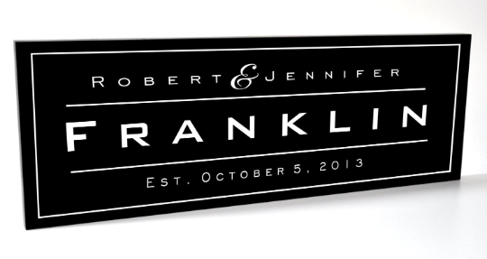 Personalized Carved Wood Family Name Sign With Block Design And Established Date