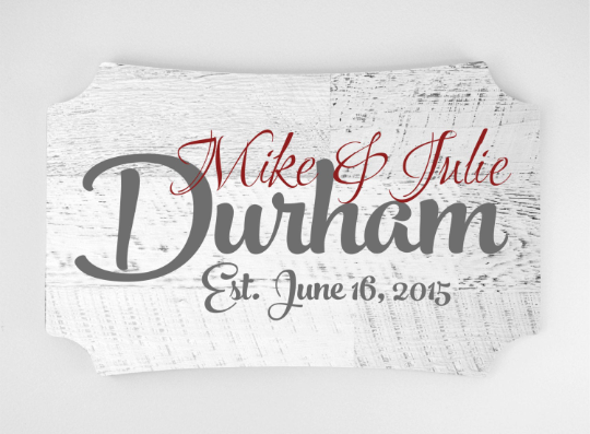 Personalized Printed Wood Family Name Sign With Established Date Rustic Wood Design 12x20