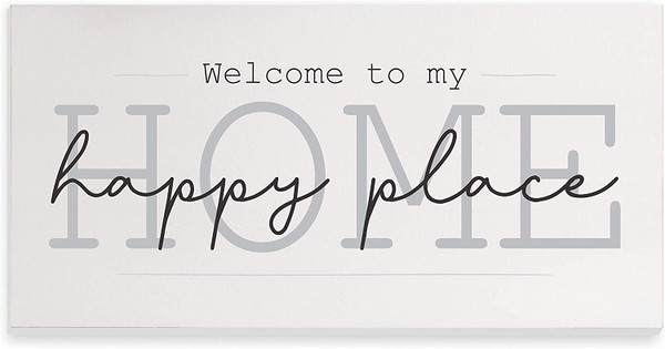 Welcome To My Home Happy Place Farmhouse Style Wood Wall Decor Sign