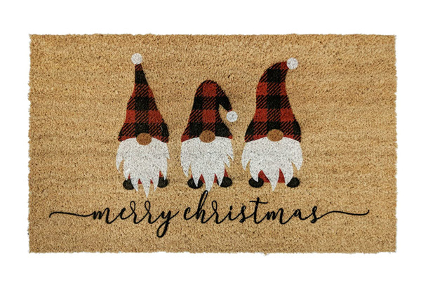 Merry Christmas Gnome Coir Coconut Husk Doormat Door Mat 18x30 or 24x36