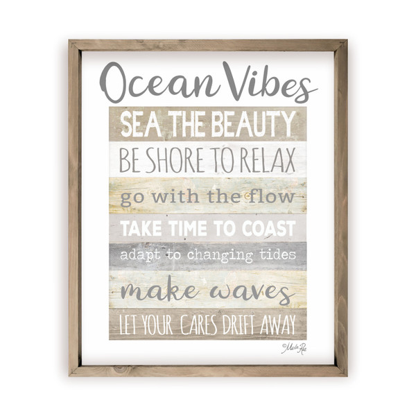 Ocean Vibes Rustic Wood Wall Sign