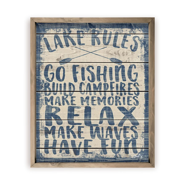 Lake Rules Rustic Wood Wall Sign