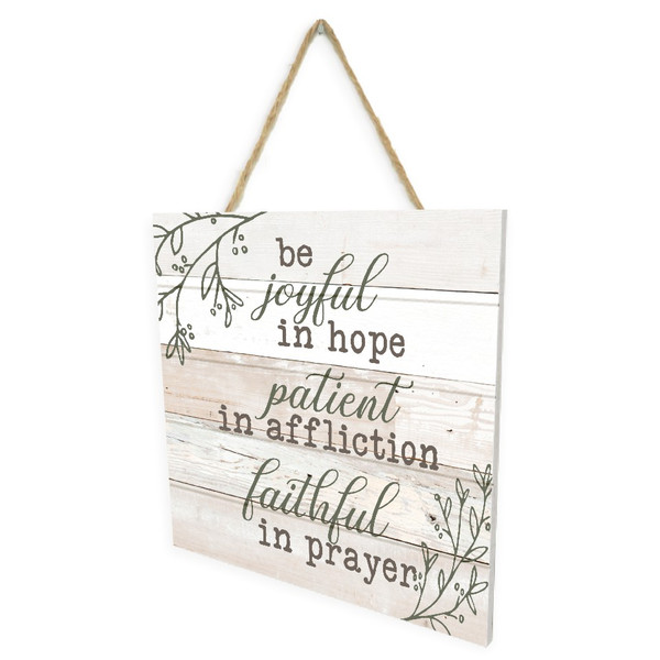 Be Joyful In Hope Wooden Plank Sign 7.5 x 7.5