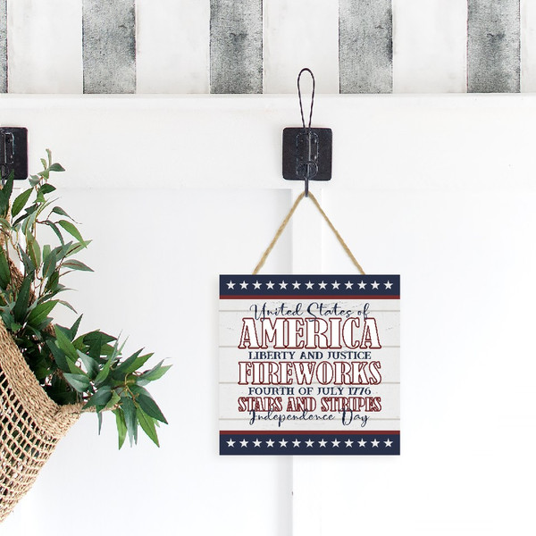 United States Of America Wooden Plank Sign 7.5 x 7.5