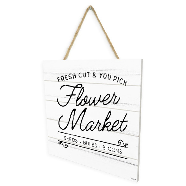 Flower Market Wooden Plank Sign 7.5 x 7.5