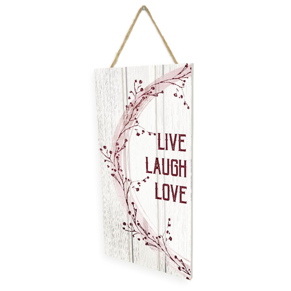 Live Laugh Love Wooden Plank Hanging Wall Decor Sign White Wood Style 5x10
