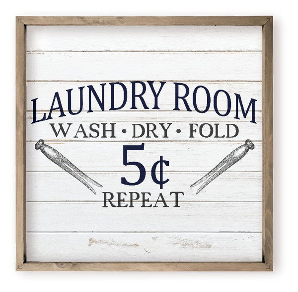 Laundry Room Wash Dry Fold Farmhouse Style Wood Wall Decor Sign
