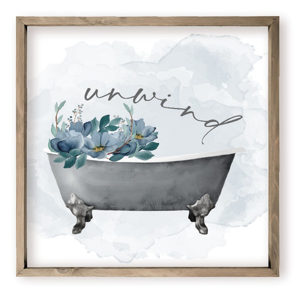 Unwind Bathroom Sign Farmhouse Style Wood Wall Decor 