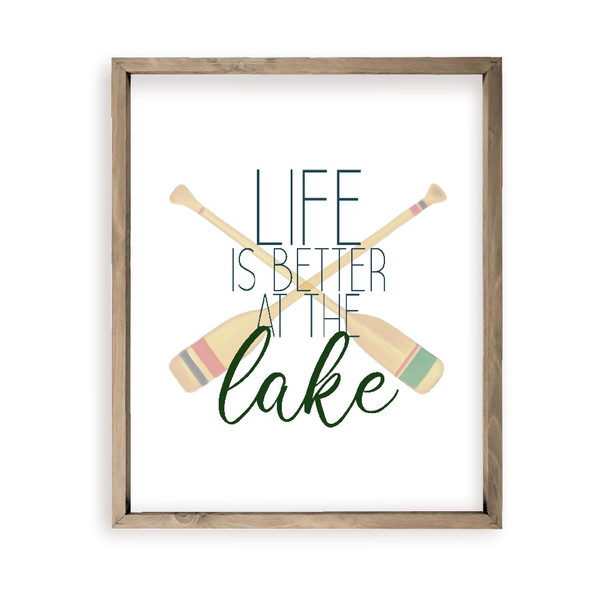 Life Is Better At The Lake Oars Farmhouse Style Wood Wall Decor Sign