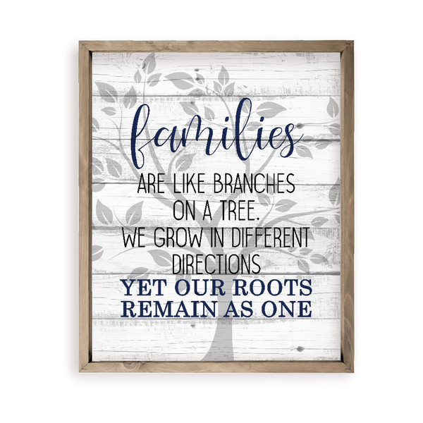 Families Are Like Branches But Roots Remain The Same White Farmhouse Style Wood Wall Decor Sign
