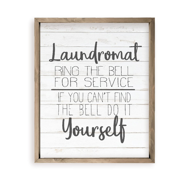Laundromat Ring Bell For Service Farmhouse Style Wood Wall Decor Sign