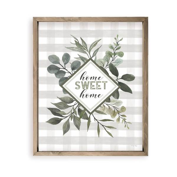 Home Sweet Home Floral And Plaid Farmhouse Style Wood Wall Decor Sign