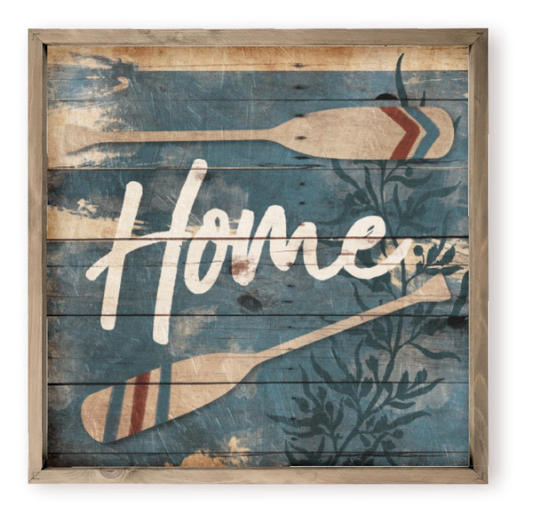 Home With Oars Beach House Style Wood Wall Decor Sign