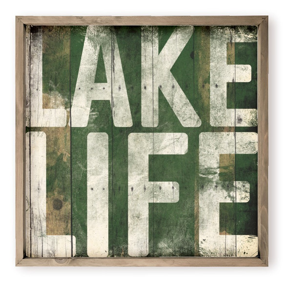 Lake Life Weathered Farmhouse Style Wood Wall Decor Sign