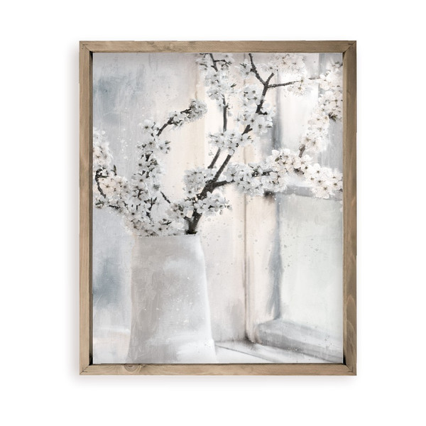 Dogwood Branch In Vase Farmhouse Style Wood Wall Decor Sign