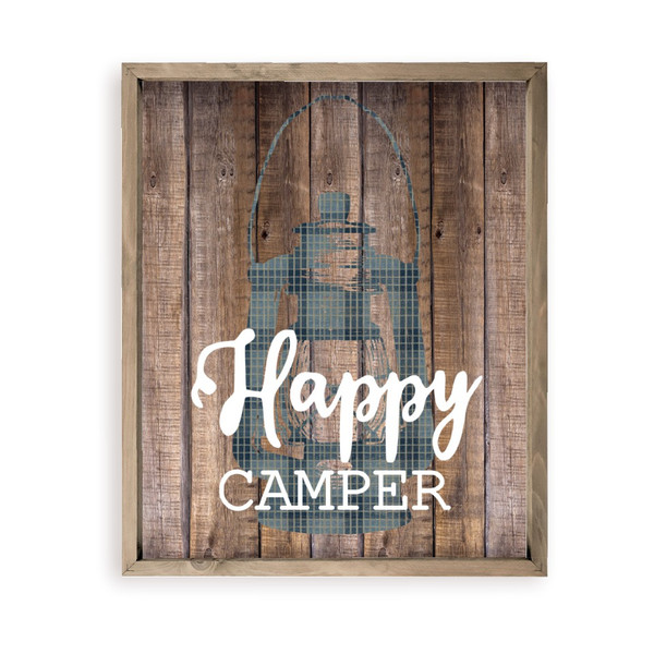 Happy Camper Lantern Rustic Farmhouse Style Wood Wall Decor Sign
