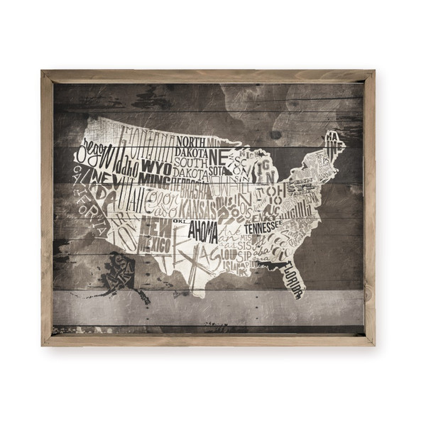 USA Map Rustic Plank Farmhouse Style Wood Wall Decor Sign