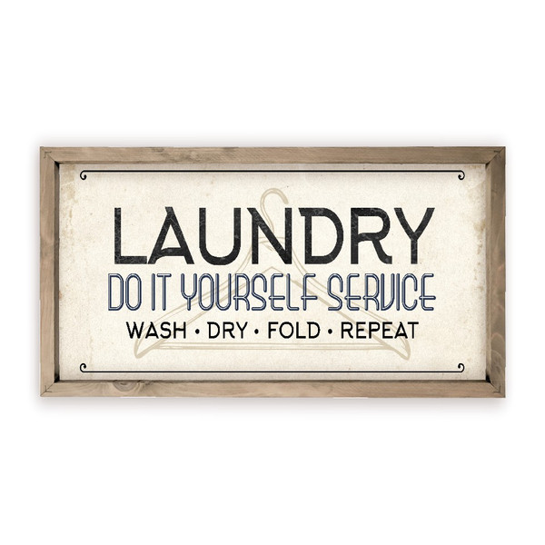 Laundry Do It Yourself Service Farmhouse Style Wood Wall Decor Sign
