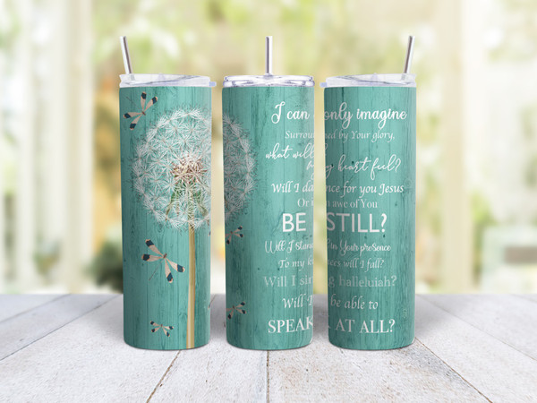 20oz Skinny Tumbler I Can Only Imagine - Stainless Steel Double Wall Insulated Cup With Lid And Straw - Christian Gift