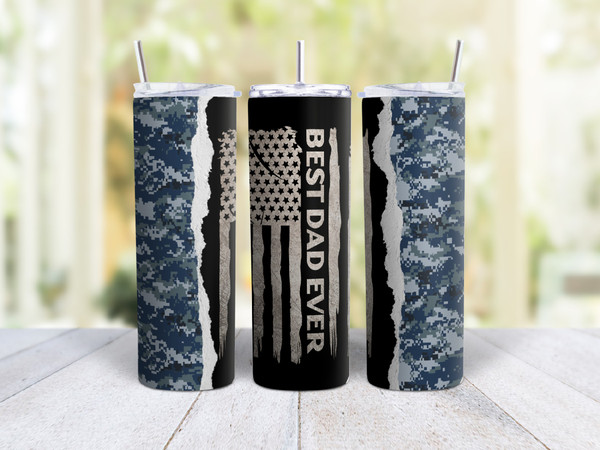 20oz Skinny Tumbler Best Dad Ever - Stainless Steel Double Wall Insulated Cup With Lid And Straw