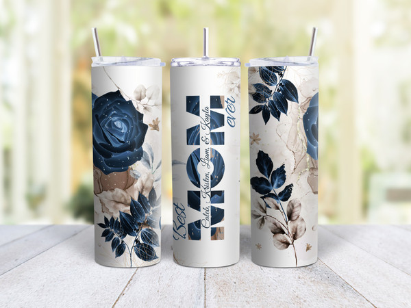 20oz Skinny Tumbler Best Mom Ever Personalized - Stainless Steel Double Wall Insulated Cup With Lid And Straw