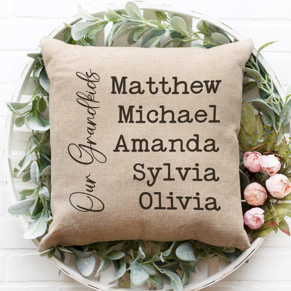 Personalized Grandkids Names Pillow Cover with Custom Names - The Perfect Gift for Proud Grandparents