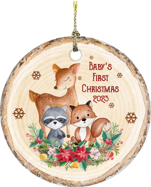 Baby's First Christmas Woodland Creatures 3 Inch Ceramic Christmas Ornament With Gift Box