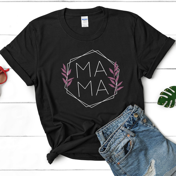Ma Ma Geometric Wreath Soft Graphic Tee T-Shirt - Available in 8 Colors