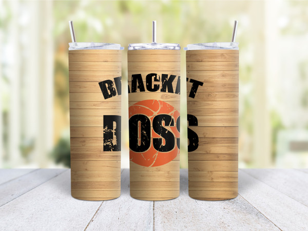 20oz Skinny Tumbler Basketball Tournament Bracket Boss - Stainless Steel Double Wall Insulated Cup With Lid And Straw