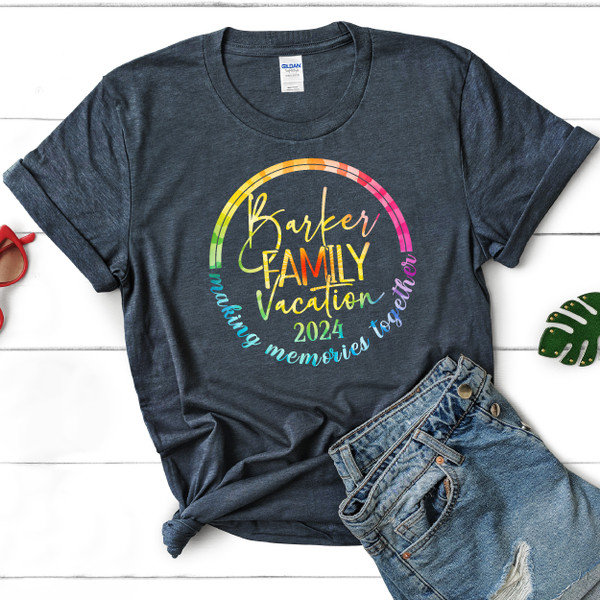 Family Vacation Vibes: Personalized Tie Dye Rainbow Tee – A Colorful Keepsake for Unforgettable Memories