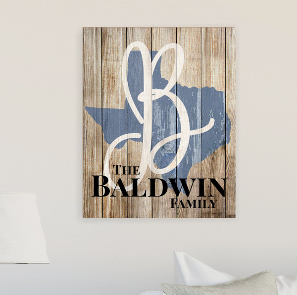 Personalized Printed Wood Family Name Sign With Established Date And State Shape Design 16x20