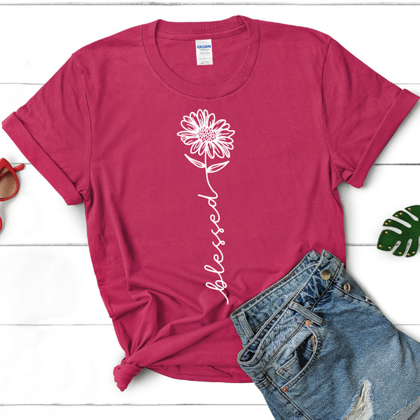 Blessed Flower T-Shirt - Inspirational Floral Tee For A Positive Vibe