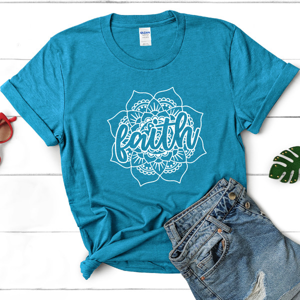 Faith Floral T-Shirt - Soft Cotton Tee With Elegant Flower Design