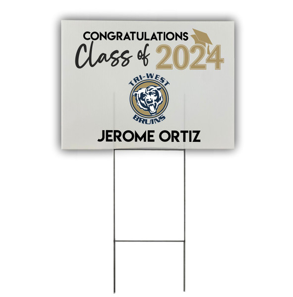 Personalized Graduation And Mascot Yard Sign With Metal Stake 18x24