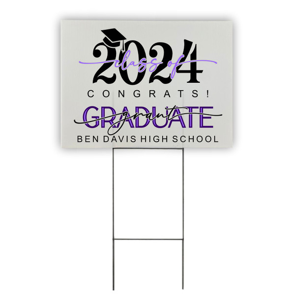 Personalized Graduation Yard Sign With First Name And Metal Stake 18x24