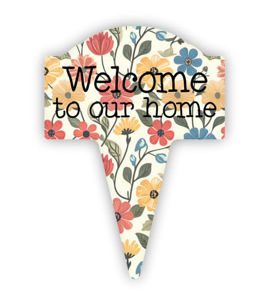 Welcome To Our Home Bright Floral Spring Design Aluminum Yard Sign 10x14