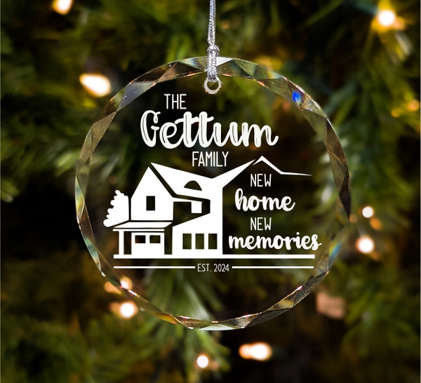 New Home New Memories Personalized 3 Inch Crystal Christmas Ornament With Gift Box
