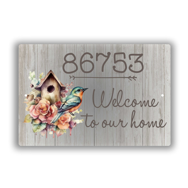 Personalized Welcome To Our Home With Address Design Mountable Aluminum Composite Outdoor Sign 8x12