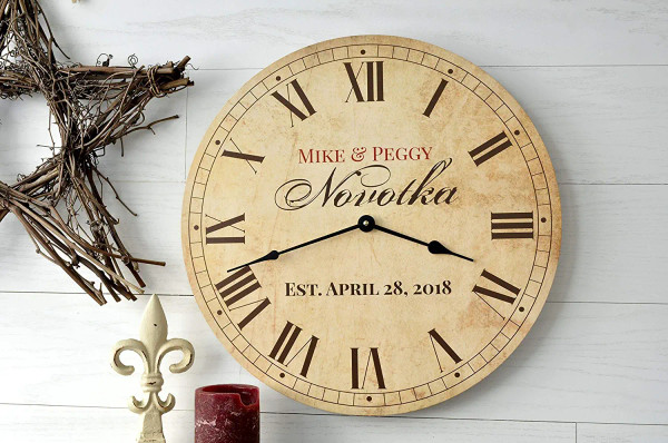 Personalized Antique Finish Clock 13" or 18"
