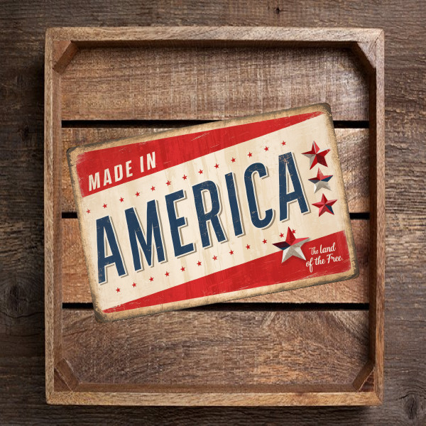 Vintage-Style "Made In America" Sign - Red, White, And Blue Design With Patriotic Star Patterns 8x12