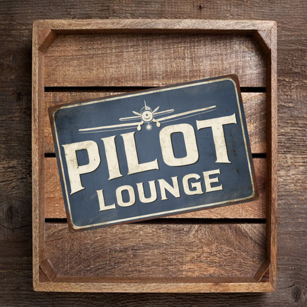 Vintage "Pilot Lounge" Metal Sign – Rustic Airplane Wall Decor – 8"x 12" Aviation-Themed Wall Art For Pilots And Airplane Lovers