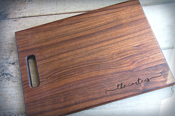 Personalized  Engraved Wood Cutting Board With Script Name