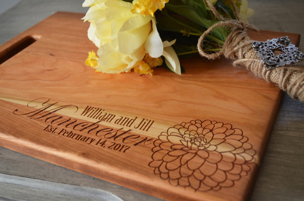 Personalized Flower Engraved Cutting Board 